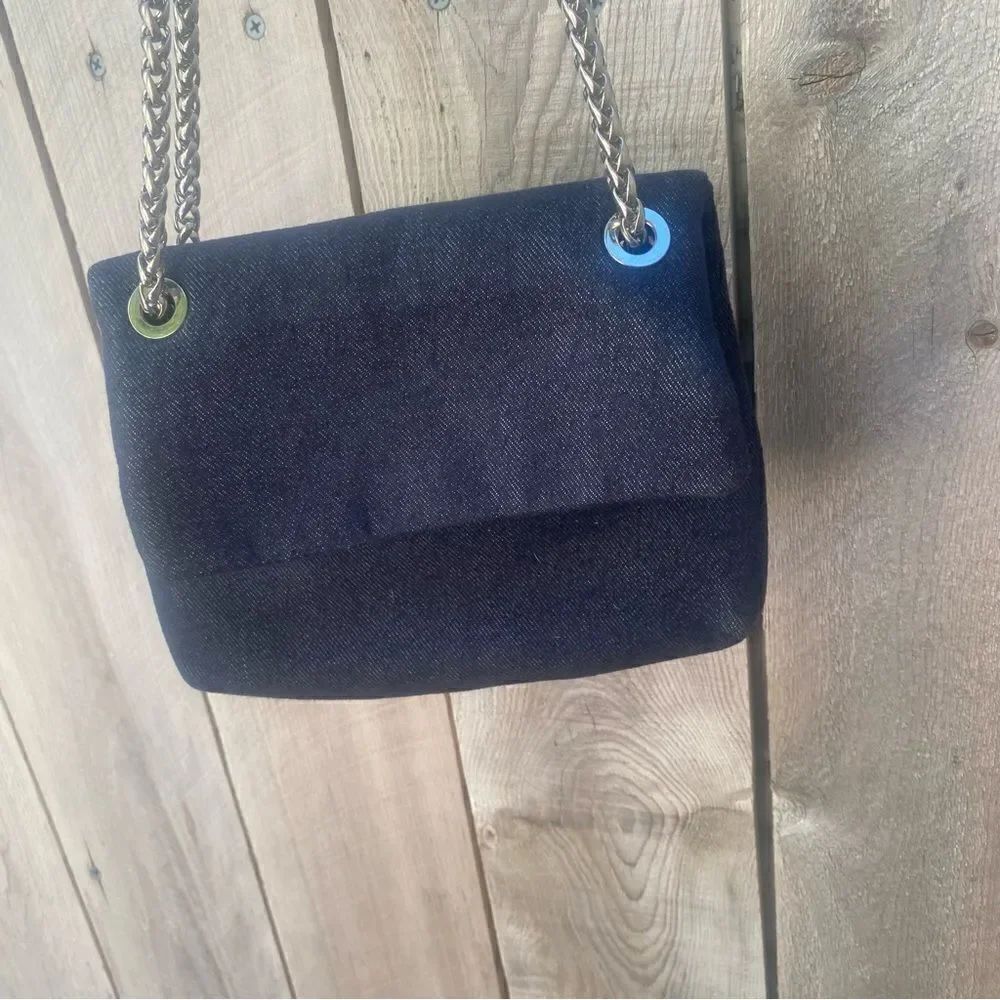 Ellie Tahari denim crossbody with chain strap